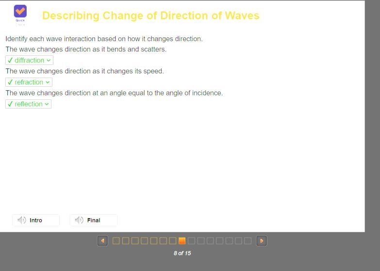 Identify each wave interaction based on how it changes direction. The wave changes-example-1