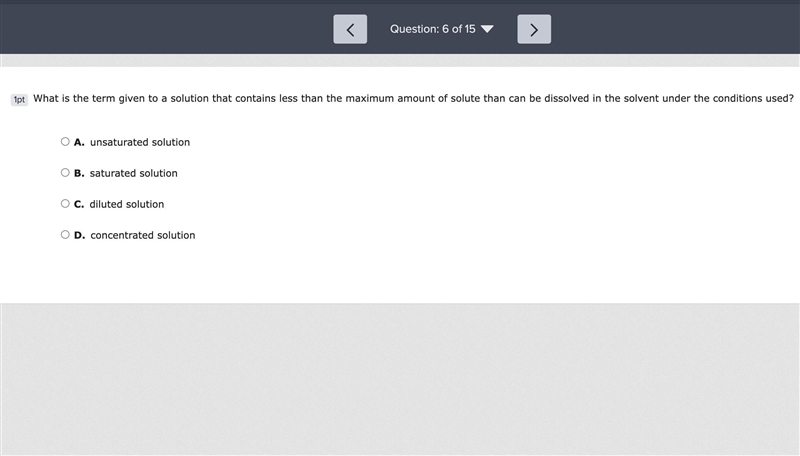 What is the term given to a solution that contains less than the maximum amount of-example-1