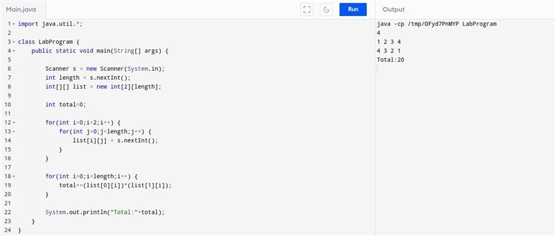 IN JAVA *public class LabProgram Write a program that reads two lists of integers-example-1