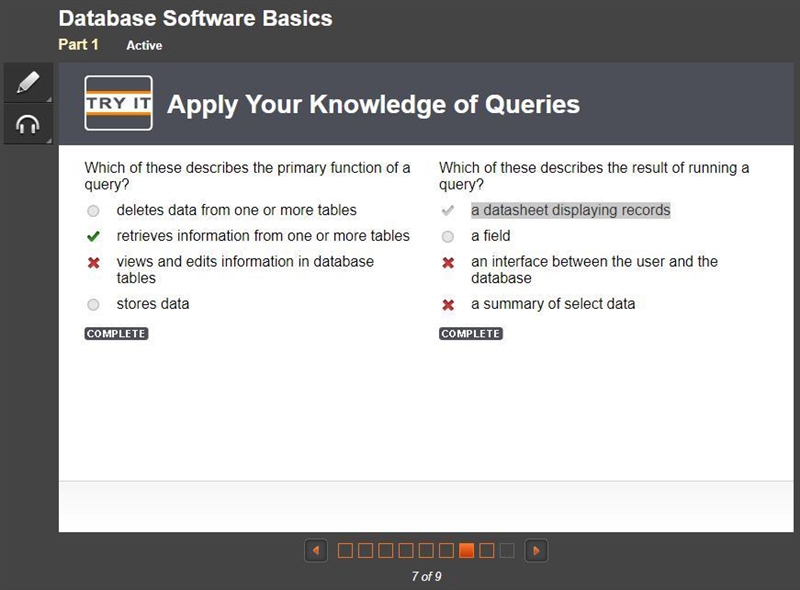 Of a Which of these describes the result of running a query? a datasheet displaying-example-1