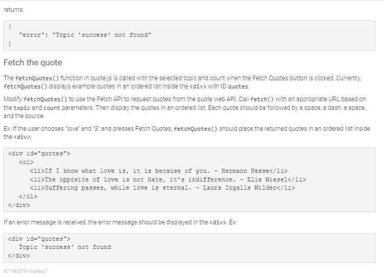 In this lab, you will use a web API to fetch and display quotes on a selected topic-example-2