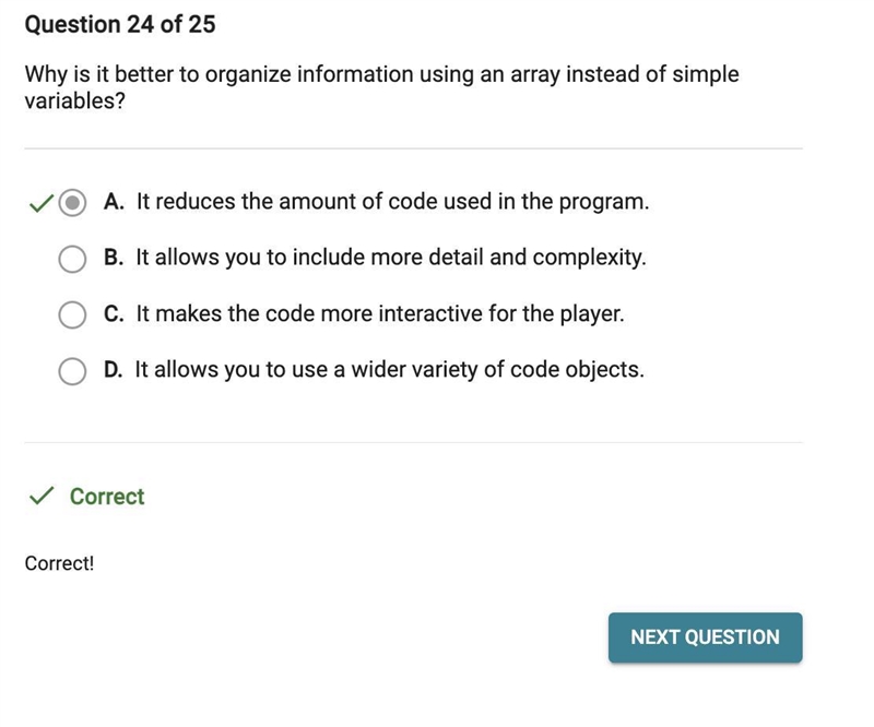 Why is it better to organize information using an array instead of simple variables-example-1