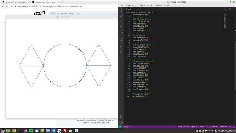 Write a python code to generate the following shape-example-1