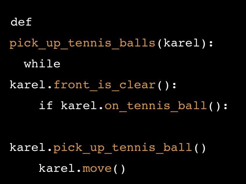 Say you want to write a program to have Karel to pick up all of the tennis balls in-example-1