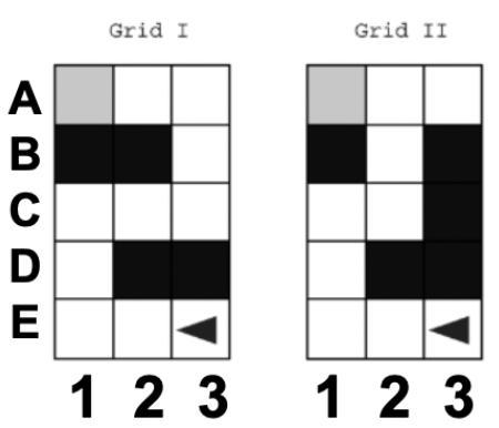 Two grids are shown below. For each grid, the code below is intended to move the robot-example-1