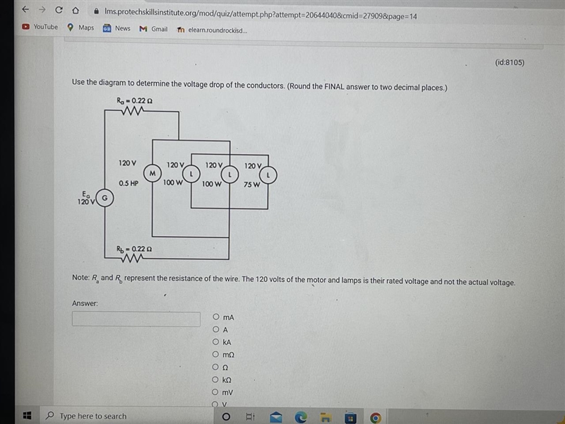 How do I determine the voltage drop of the conductors-example-1