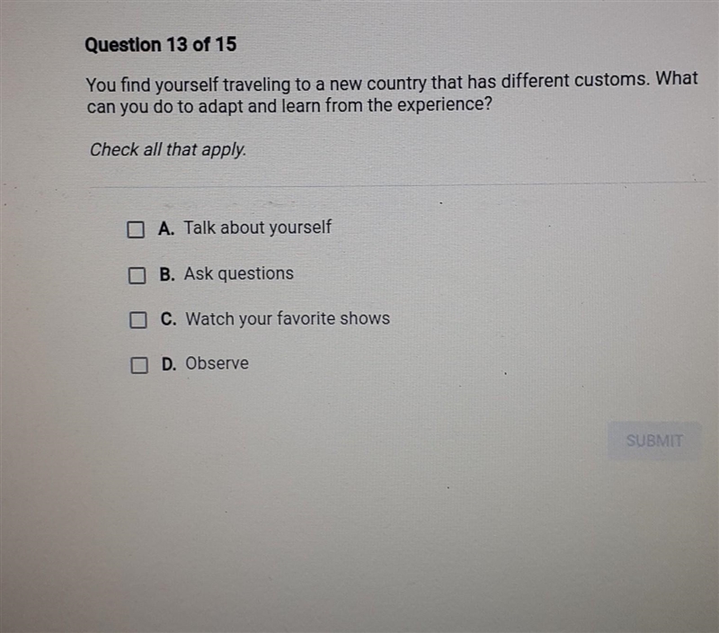 Question 13 of 15 You find yourself traveling to a new country that has different-example-1