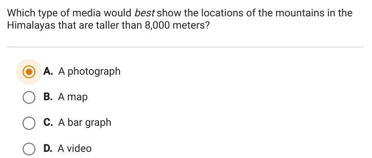 which type of media would best show the location of the mountain in the Himalayas-example-1