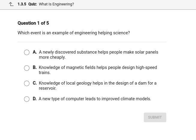 Which Event is an example of engineering helping science? (Please help)-example-1