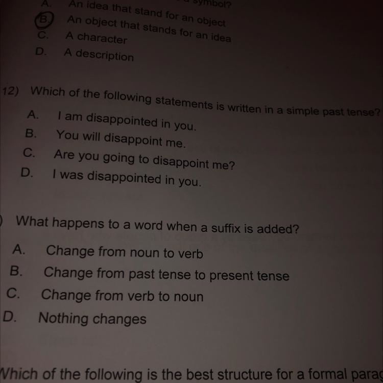 Which of the following statements is written in a simple past tense?-example-1