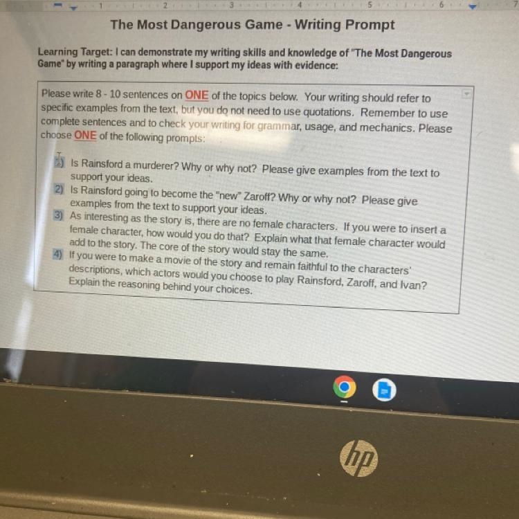 Most dangerous game writing prompt Is rainsford a murderer? Why or why not ? Please-example-1