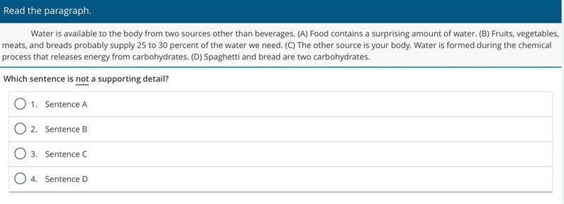 Water is available to the body from two sources other than beverages. (A) Food contains-example-1