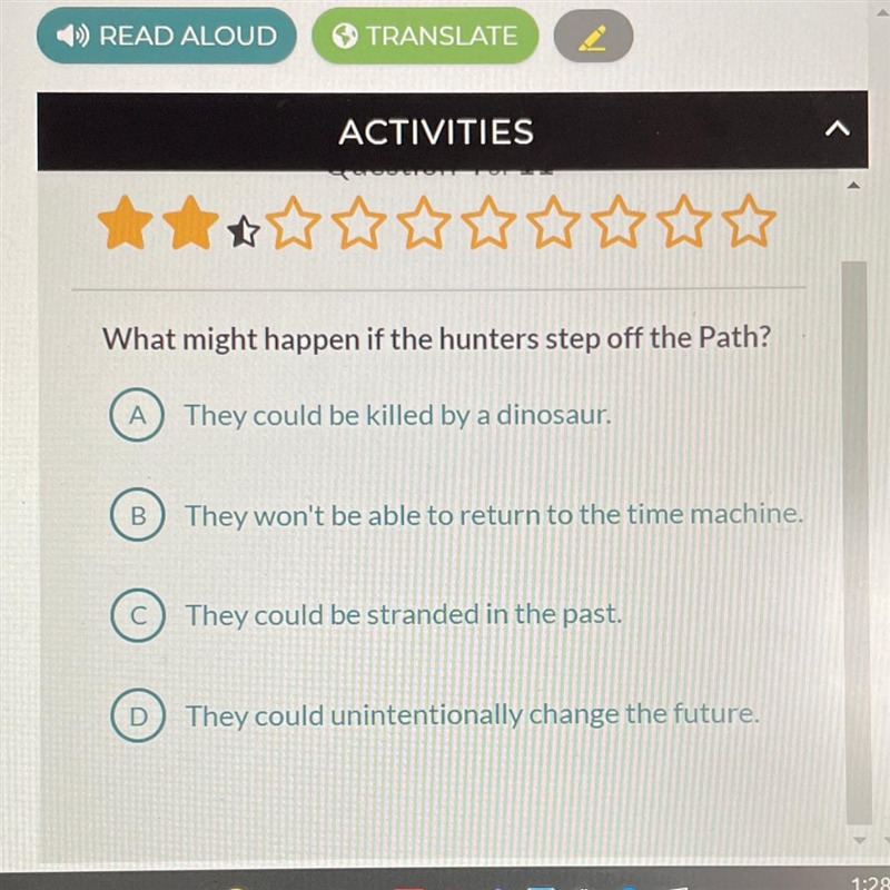 ACTIVITIES What might happen if the hunters step off the Path? A They could be killed-example-1