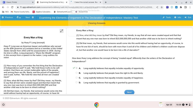 1 Select the correct answer. Read these excerpts from "The Declaration of Independence-example-1