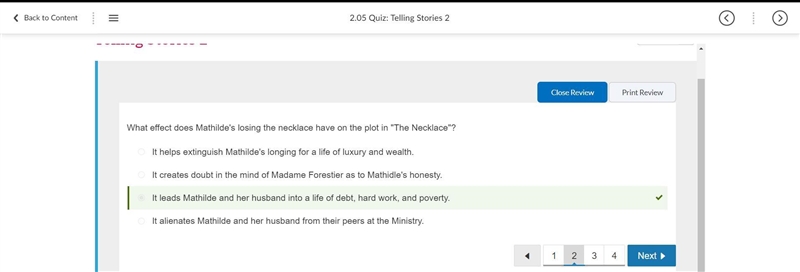 What effect does Mathilde's losing the necklace have on the plot in "The Necklace-example-1