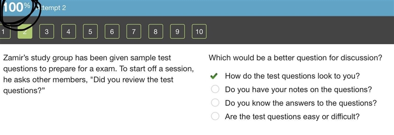 Zamir's study group has been given sample test questions to prepare for a exam. To-example-1