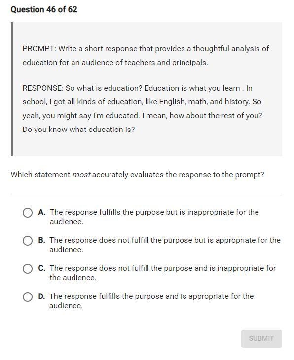 PROMPT: Write a short response that provides a thoughtful analysis of education for-example-1