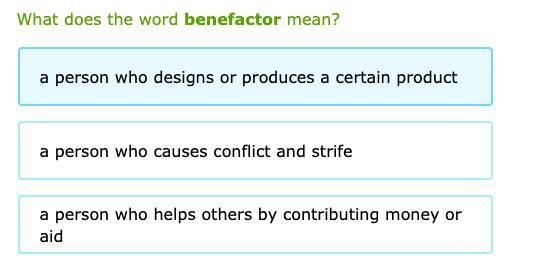 What does the word benefactor mean?-example-1