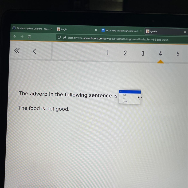 The adverb in the following sentence is The food is not good.-example-1