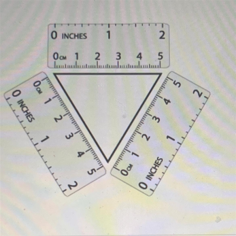 PLEASE HURRY! no links please! Which three side lengths best describe the triangle-example-1