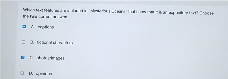 Which text features are included in "Mysterious Oceans" that show that it-example-1