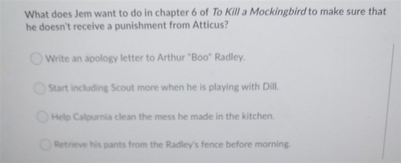 What does Jem want to do in chapter 6 of To Kill a Mockingbird to make sure that he-example-1