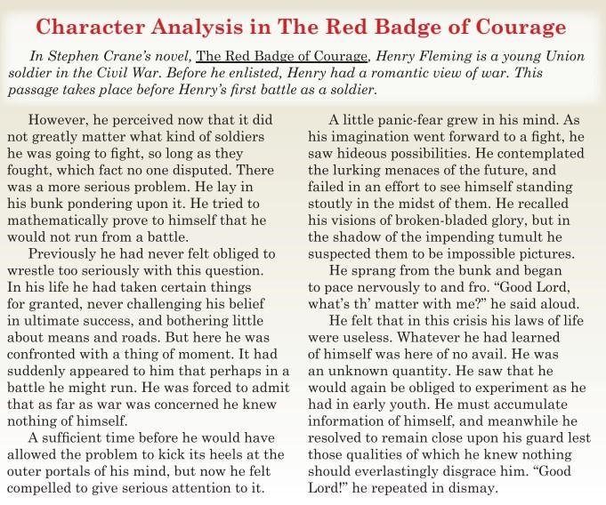 In this passage from Crane's Red Badge of Courage, Henry is facing a part of himself-example-1