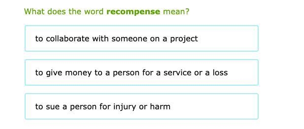 What does the word recompense mean?-example-1