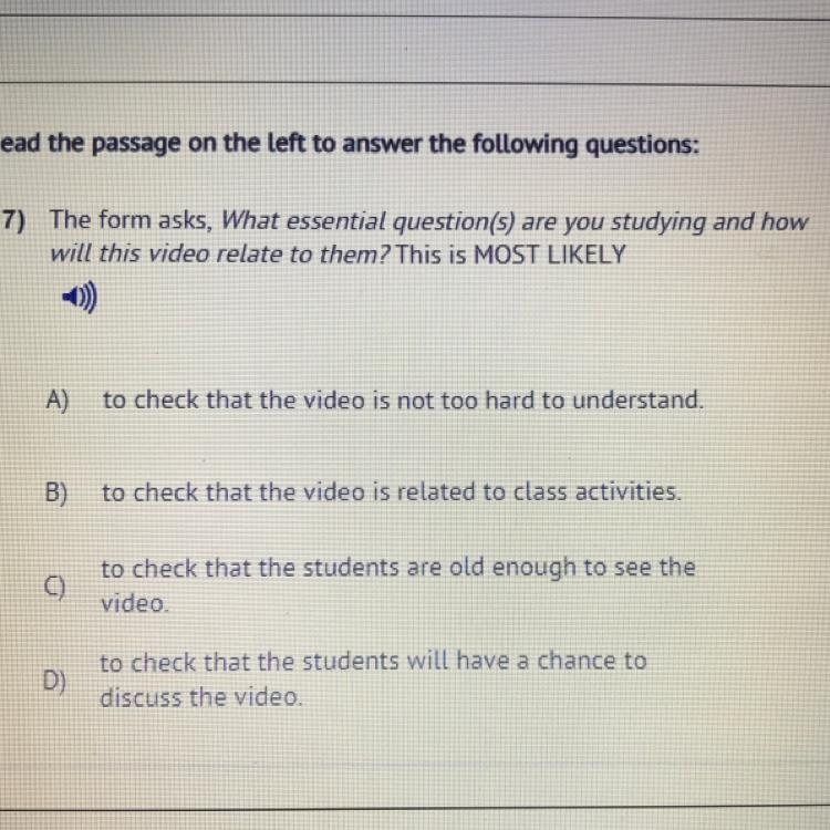 7) The form asks, What essential question(s) are you studying and how will this video-example-1