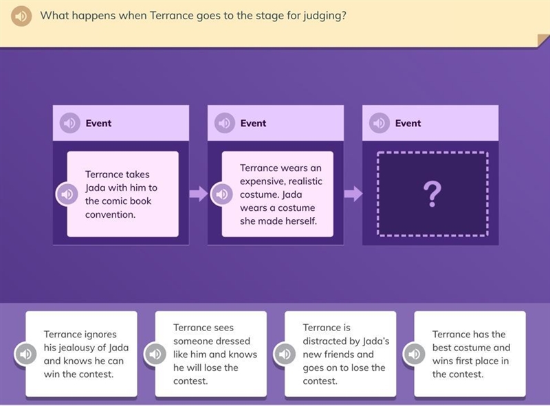 What happens when Terrance goes to the stage for judging?-example-1