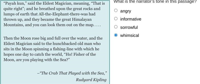 What is the narrator’s tone in this passage? A) angry B) informative C) sorrowful-example-1