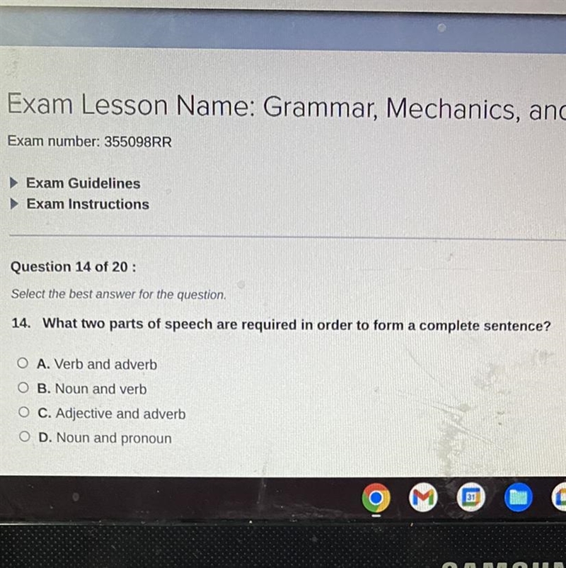 What two parts of speech are required in order to form a complete sentence?-example-1