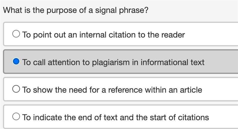 What is the purpose of a signal phrase? (90 POINTS) PLS HURRYYY-example-1