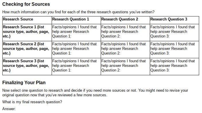 Now select one question to research and decide if you need more sources or not. You-example-1