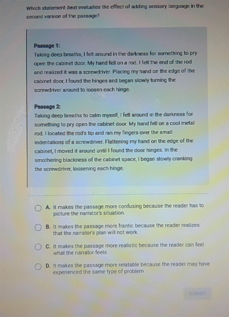 which statement best evaluates the effect of adding sensory language in the second-example-1