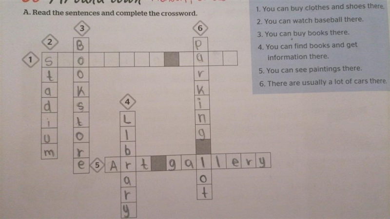 Read the sentences and complete the crossword. ​-example-1