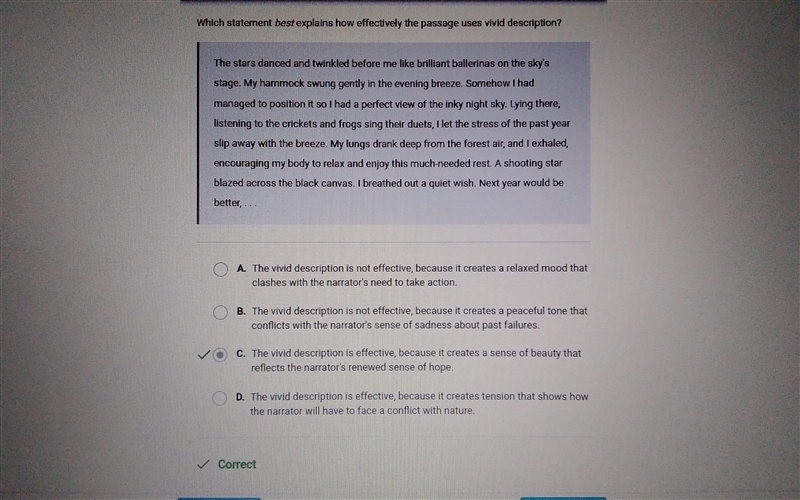 Which statement best explains how effectively the passage uses vivid description? The-example-1