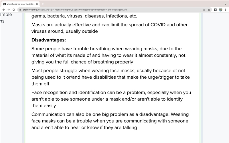 why should we wear mask to school. give advantages reasons and example of just the-example-2