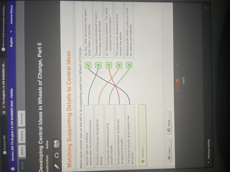 Matching Supporting Details to Central Ideas Match each central idea on the left to-example-1