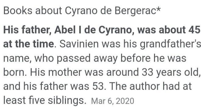 Three facts about Cyrano de Bergerac novel-example-1