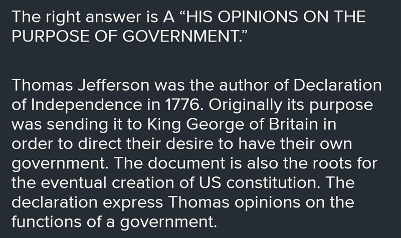 What does the declaration of independence reveal about thomas jefferson, it’s primary-example-1