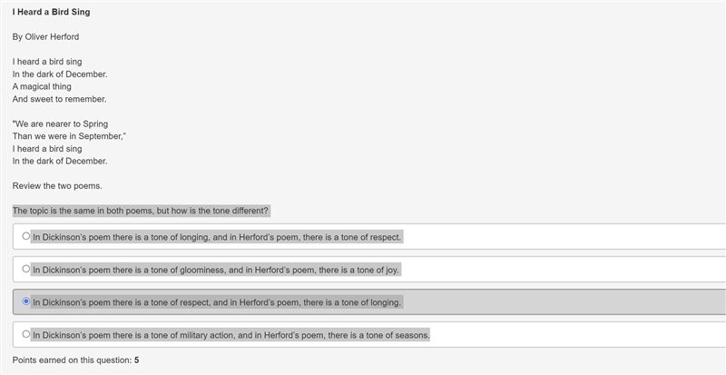 Review the two poems. the topic is the same in both poems, but how is the tone different-example-1