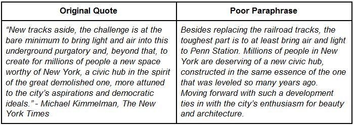 What are the 2 most common mistakes made when paraphrasing-example-1