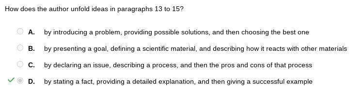 How does the author unfold ideas in paragraphs 13 - 15? [13] Furthermore, Gu said-example-1