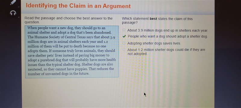 Which statement best states the claim of this passage? About 3.9 million dogs end-example-1