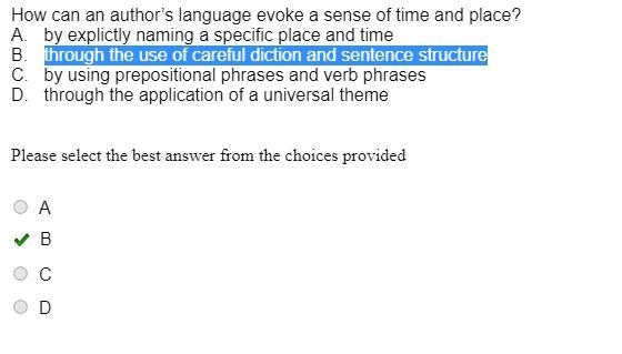 How can an author’s language evoke a sense of time and place? A. By explictly naming-example-1