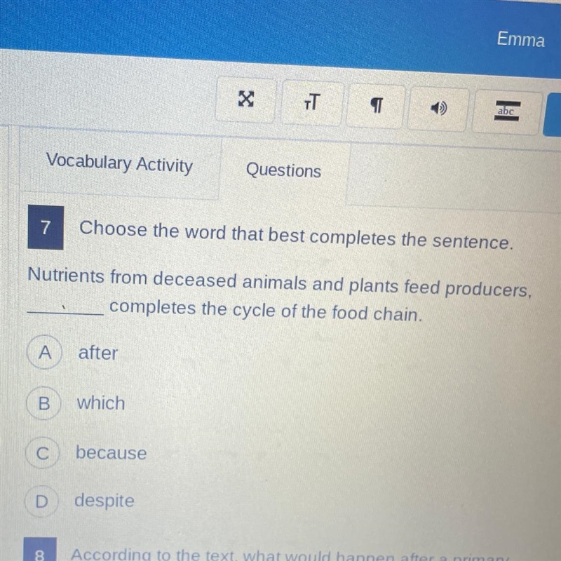 Nutrients from deceased animals and plants feed producers ______ completes the cycle-example-1