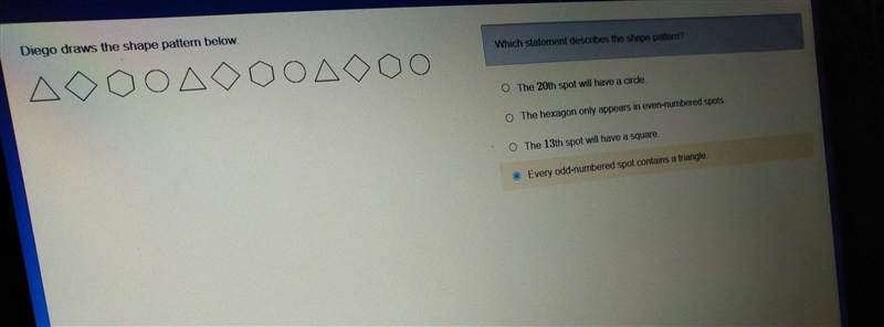 Which statement describes the shape pattern? help!!!!!​-example-1