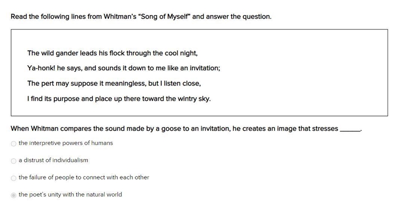 Read the following lines from Whitman's "Song of Myself" and answer the-example-1