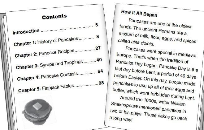 What are two specific things that you might learn about pancakes by reading the book-example-1